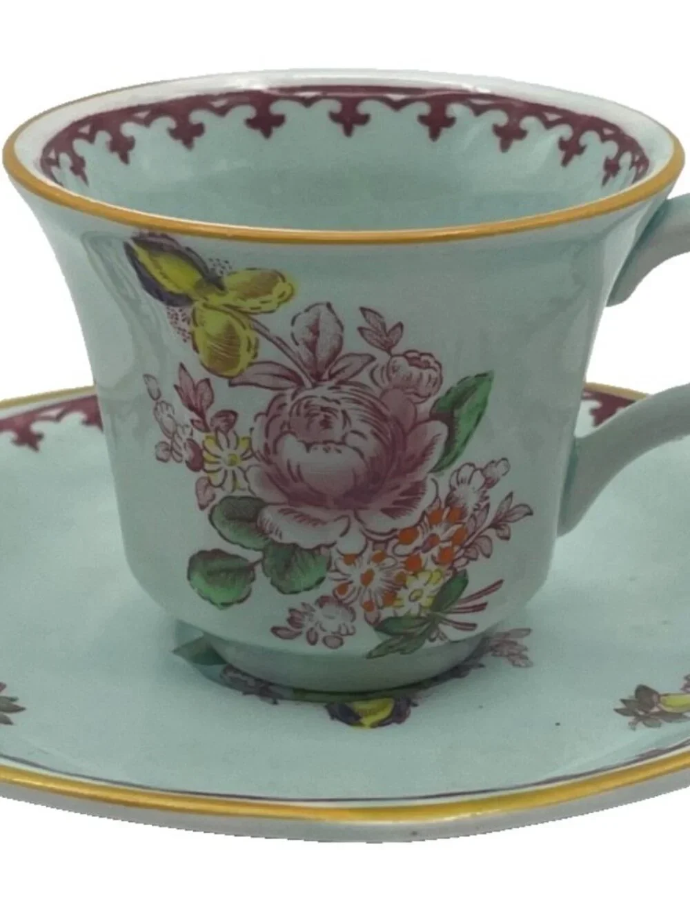 Lot of 6 Adams Calyx Ware Chelsea Sprays Cups and Saucers Red Fleur de Lis